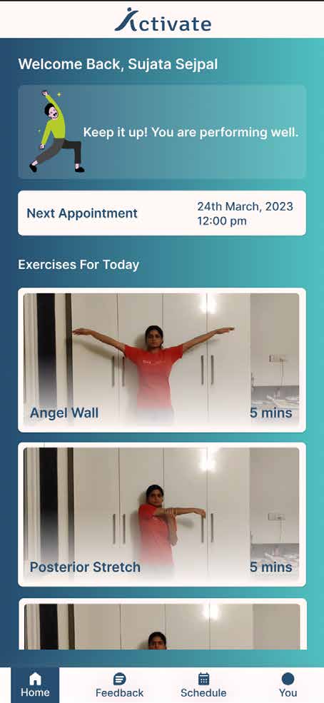 Patient mobile home screen.