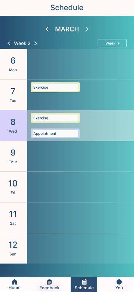 Patient mobile schedule screen.