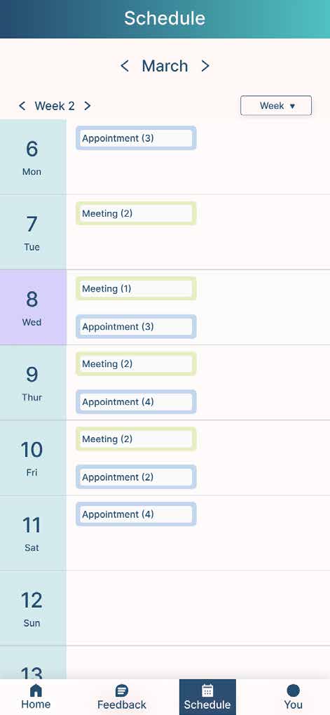 Orthopedist mobile schedule screen.