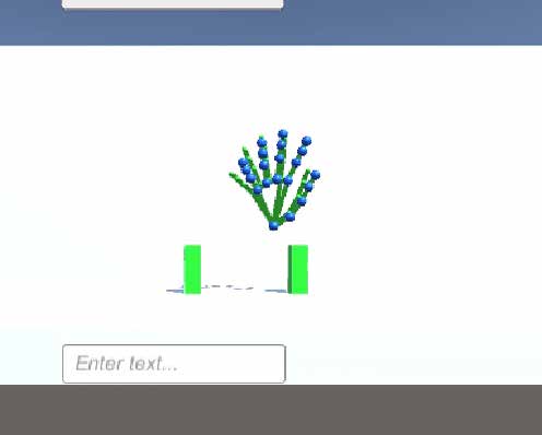 A hand rendered in Unity with blue spheres at the joints, indicating correct form.
