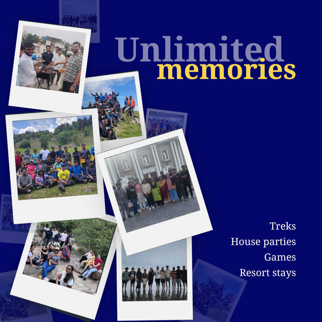 Team memories post on a navy ground set in a serif typeface