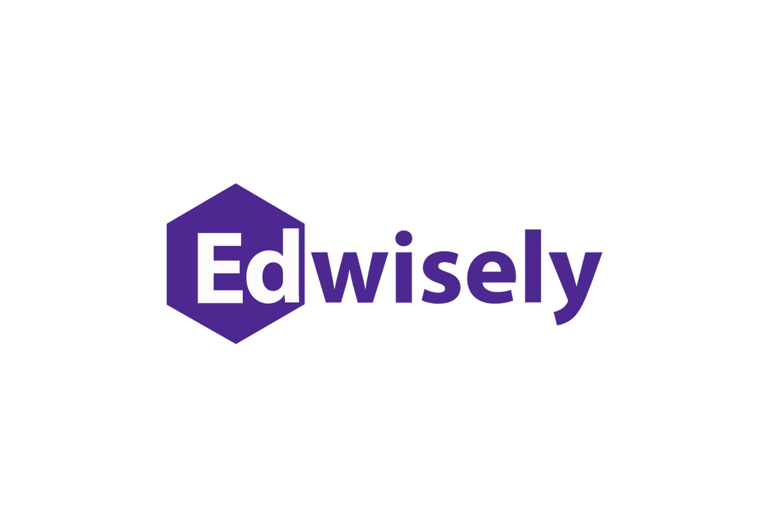 The refreshed Edwisely wordmark, the hexagonal Ed beside wisely, in brand purple on white.
